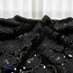 مخمل روباندوز طرح گل دور مشکی